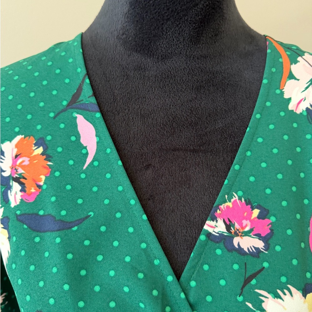 Green Floral Wrap Midi Dress - Picture 10 of 14